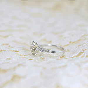HARLOW 3 Carat (9mm) Old European Cut Moissanite Vintage Inspired NSEW Triple-Split Prong Engagement Ring in White 14K Gold Setting
