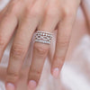 SIENNA .60 CTW Micropave Three-Sided Dome 3/4 Eternity Moissanite Wedding or Stacking Band in 14K Rose Gold