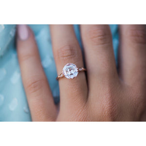 HARLOW 2.7 Carat (8mm) Octogonal Colorless Asscher Cut Edwardian Vintage Inspired Moissanite Engagement Ring in 14K Rose Gold Setting