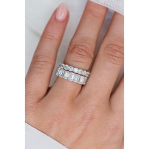 CELINE 3.5 CTW 12-Stone Emerald Cut Moissanite Eternity Wedding Band in 14K White Gold With Claw Prongs