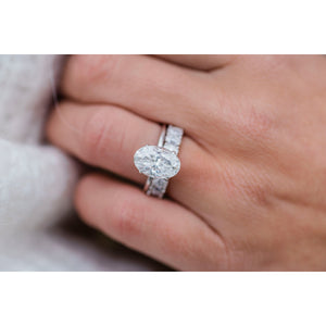 HARPER 4.7 Carat (12x8mm) Skinny Crushed Ice Oval Moissanite Solitaire Engagement Ring In 14k White Gold