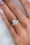 HARPER 4.1 Carat (12.25x8.25mm) Crushed Ice Pear Cut Moissanite Solitaire Engagement Ring In 14k Rose Gold