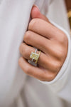 SERENA 4.5 Carat (10.5x8.5mm) Fancy Canary Yellow Crushed Ice Radiant Moissanite Engagement Ring With Pavé Setting in Two-Tone