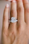 HARPER 6.2 Carat (12x9mm) Elongated Emerald Cut Moissanite Solitaire Engagement Ring With Invisible Wrap In 14k White Gold