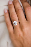 HARPER 4 Carat (10x9) Elongated Old Mine Cushion Moissanite Solitaire Engagement Ring in 14K Rose Gold